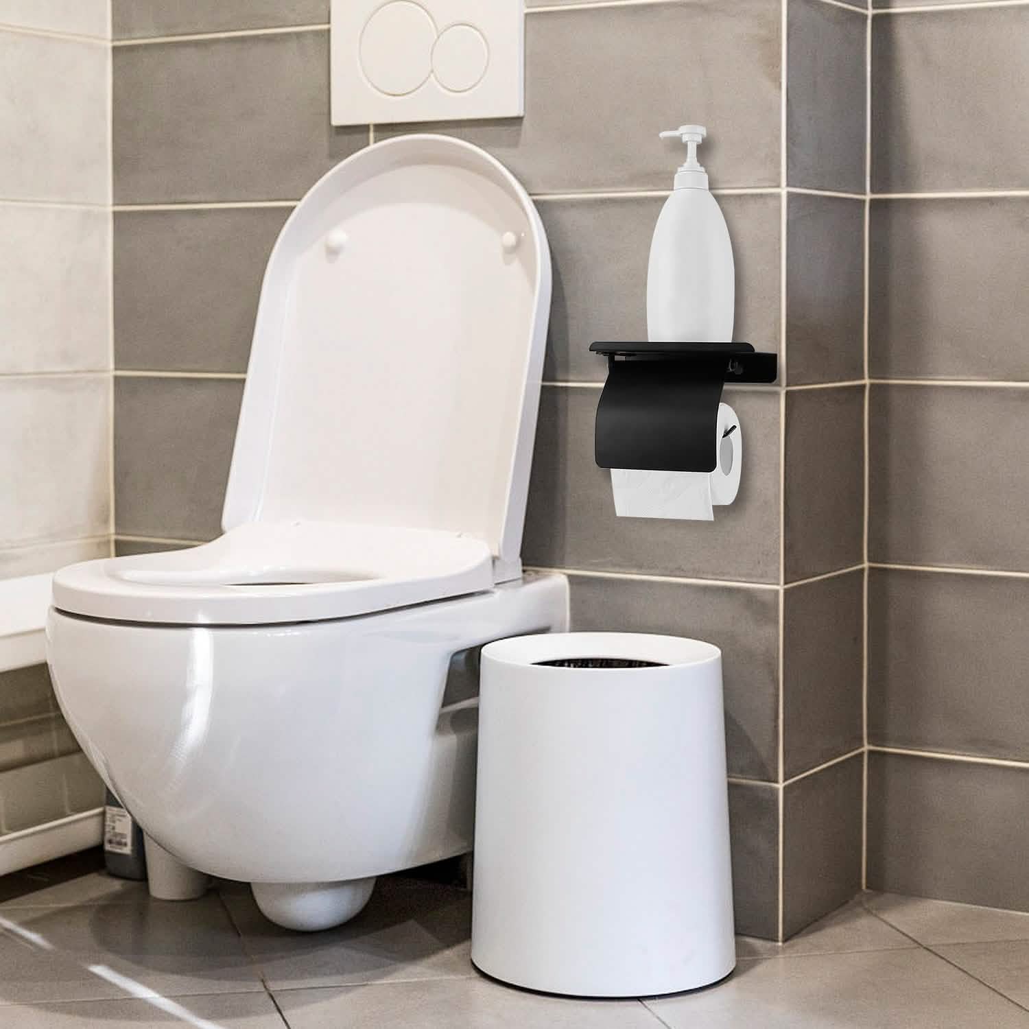 Wall Mounted Toilet Paper Holder with Phone Storage Rack DailySale