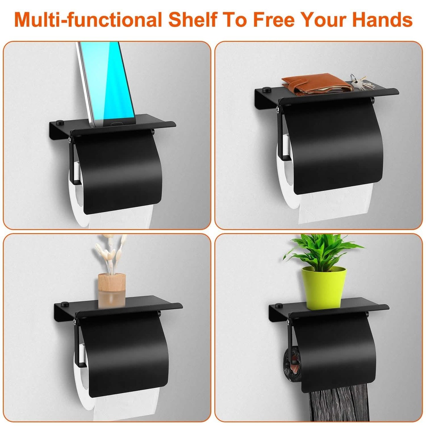 Wall Mounted Toilet Paper Holder with Phone Storage Rack DailySale