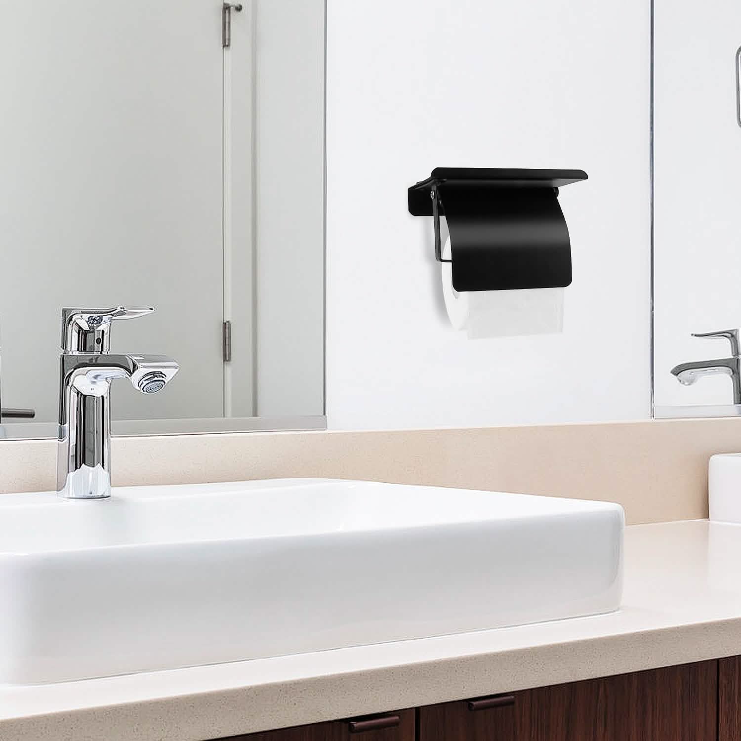 Wall Mounted Toilet Paper Holder with Phone Storage Rack DailySale