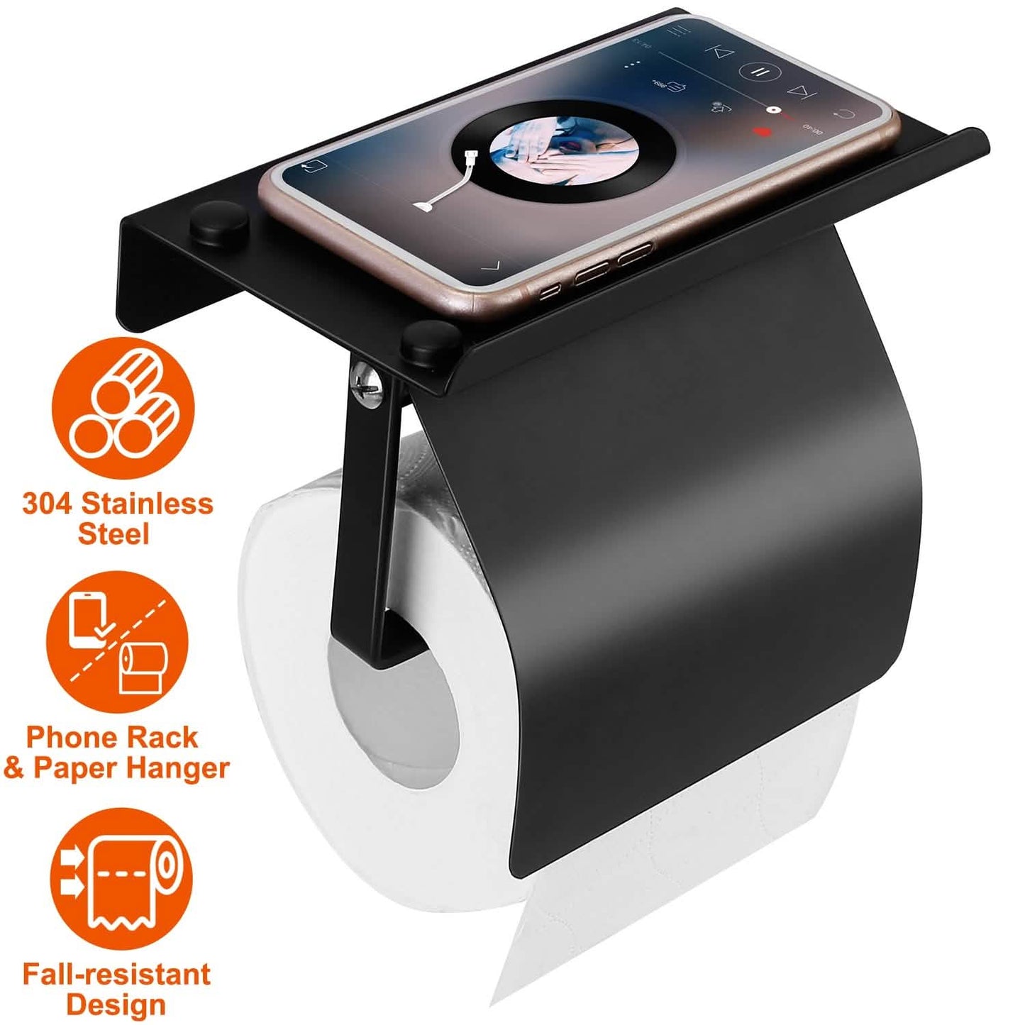 Wall Mounted Toilet Paper Holder with Phone Storage Rack DailySale