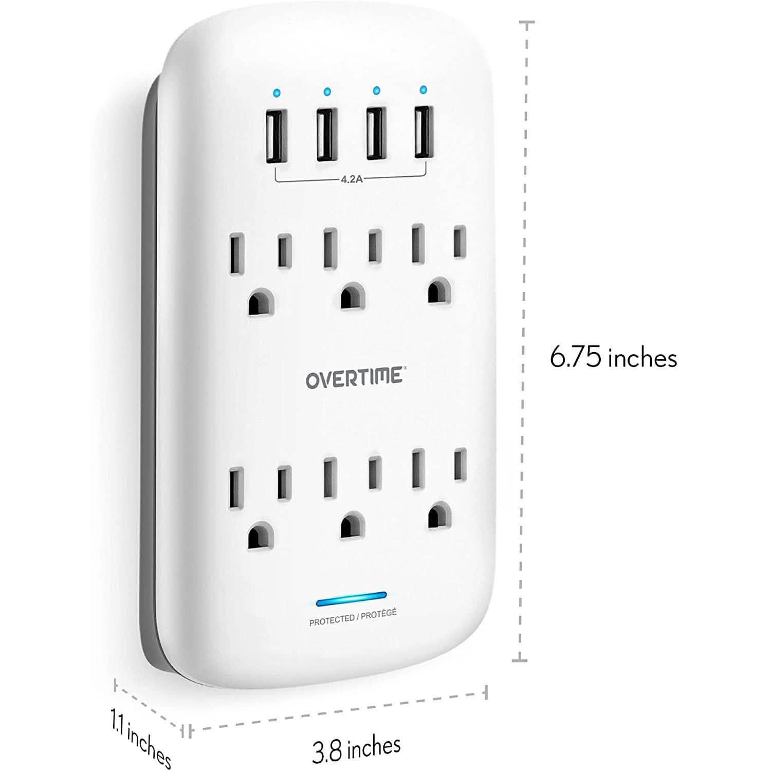 Wall Plate Power USB Outlet  6 Outlet & 4 USB Port DailySale