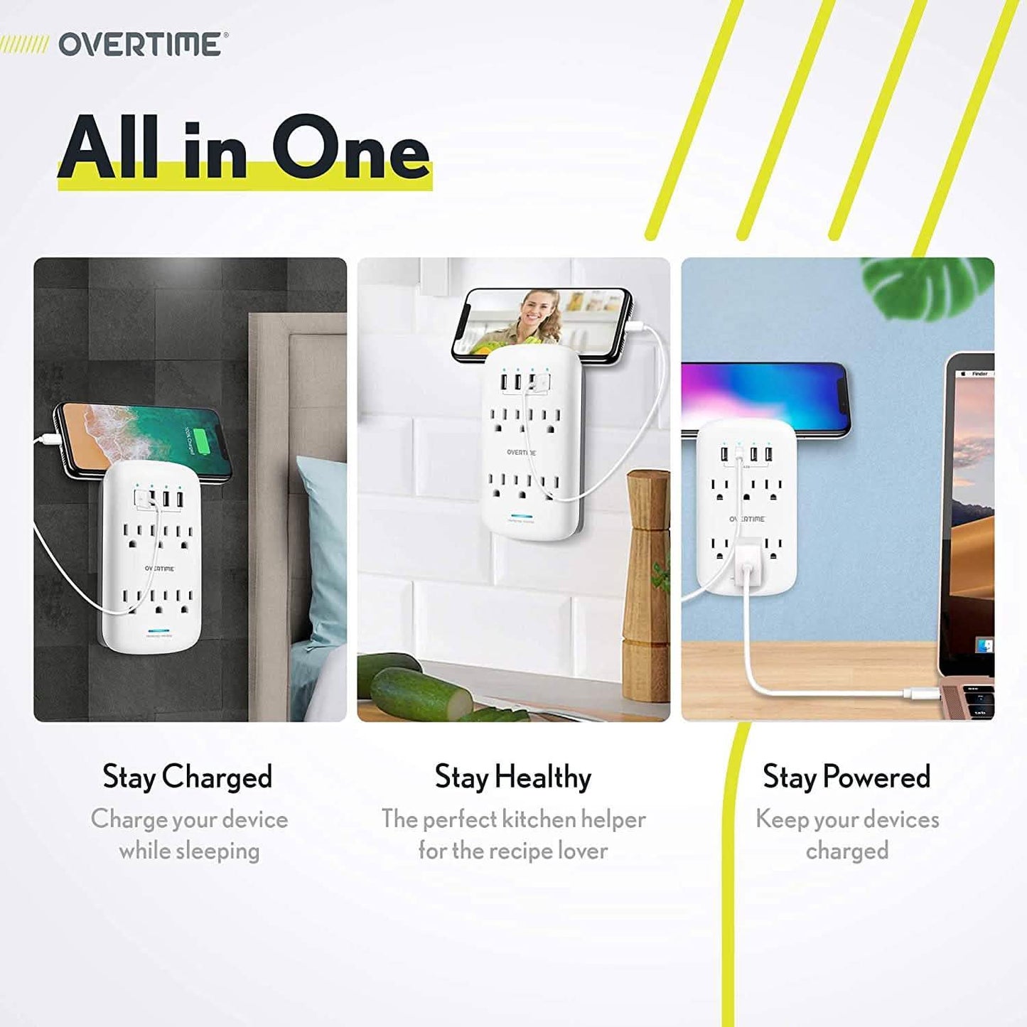 Wall Plate Power USB Outlet  6 Outlet & 4 USB Port DailySale