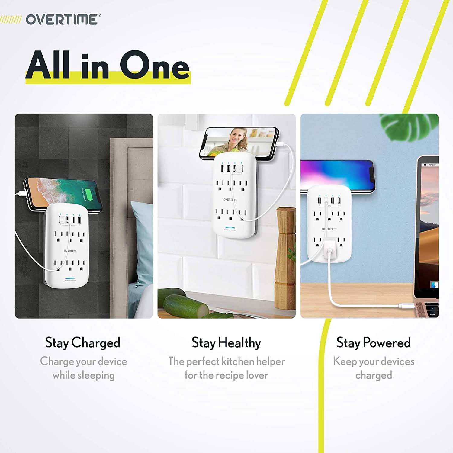 Wall Plate Power USB Outlet  6 Outlet & 4 USB Port DailySale
