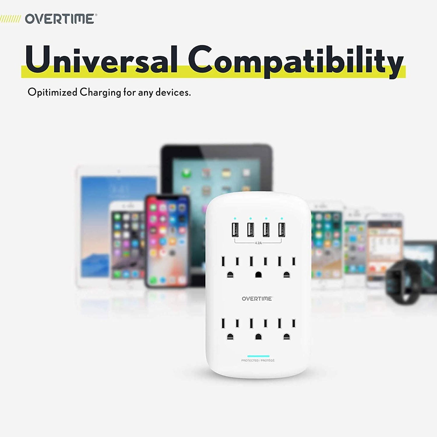 Wall Plate Power USB Outlet  6 Outlet & 4 USB Port DailySale