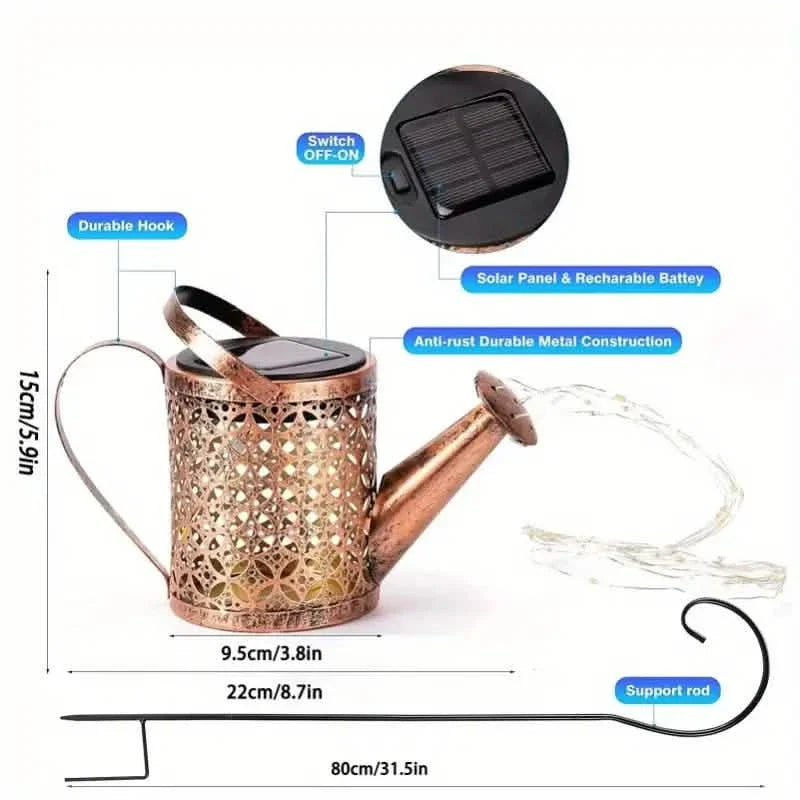 Watering Can Solar Garden Lights - Copper, Solar Powered DailySale