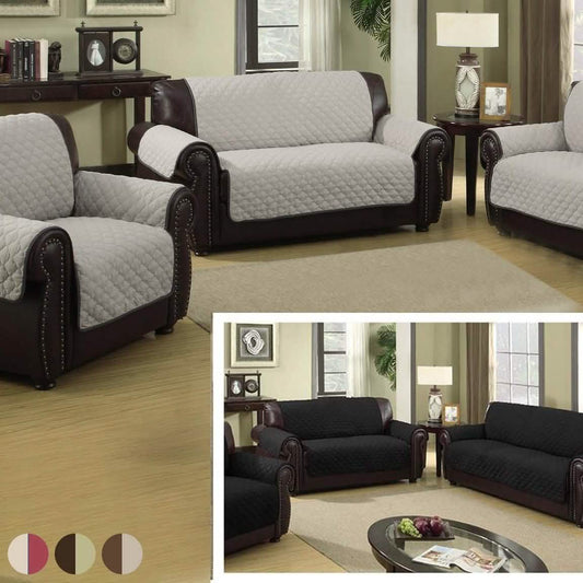 Waterproof Quilted Reversible Furniture Slipcover for Chair, Loveseat, or Sofa DailySale