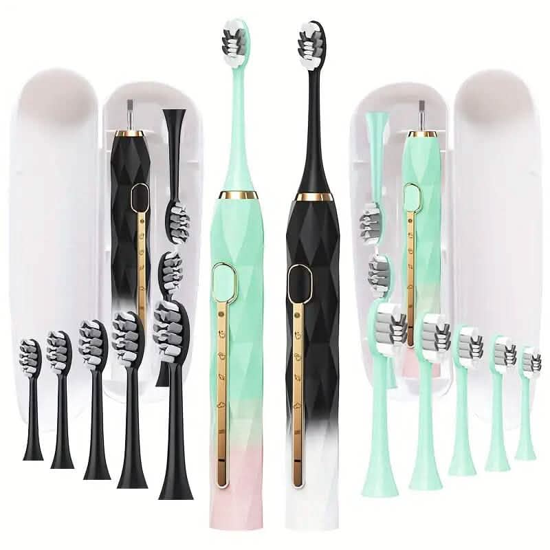 Waterproof USB Rechargeable Electric Toothbrush with 10 Replaceable Toothbrush Heads, Charger and Case DailySale