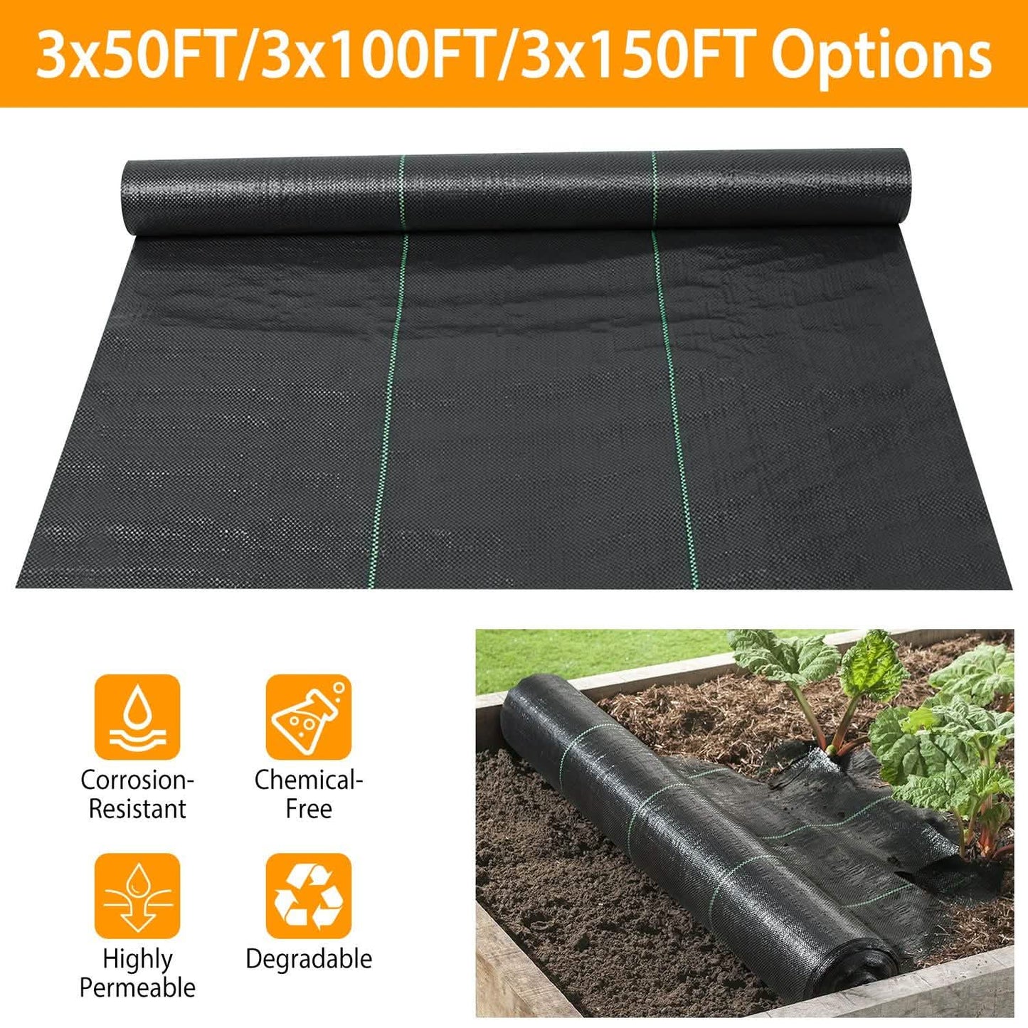 Weed Barrier Landscape Gardening Mat Fabric Woven DailySale
