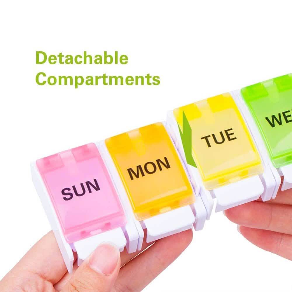 2-Pack: Weekly Pill Organizer Detachable, Sukuos Large Daily Pill Cases DailySale