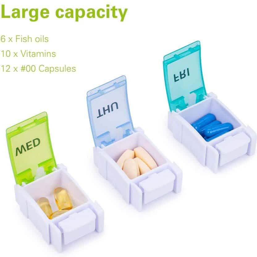 2-Pack: Weekly Pill Organizer Detachable, Sukuos Large Daily Pill Cases DailySale