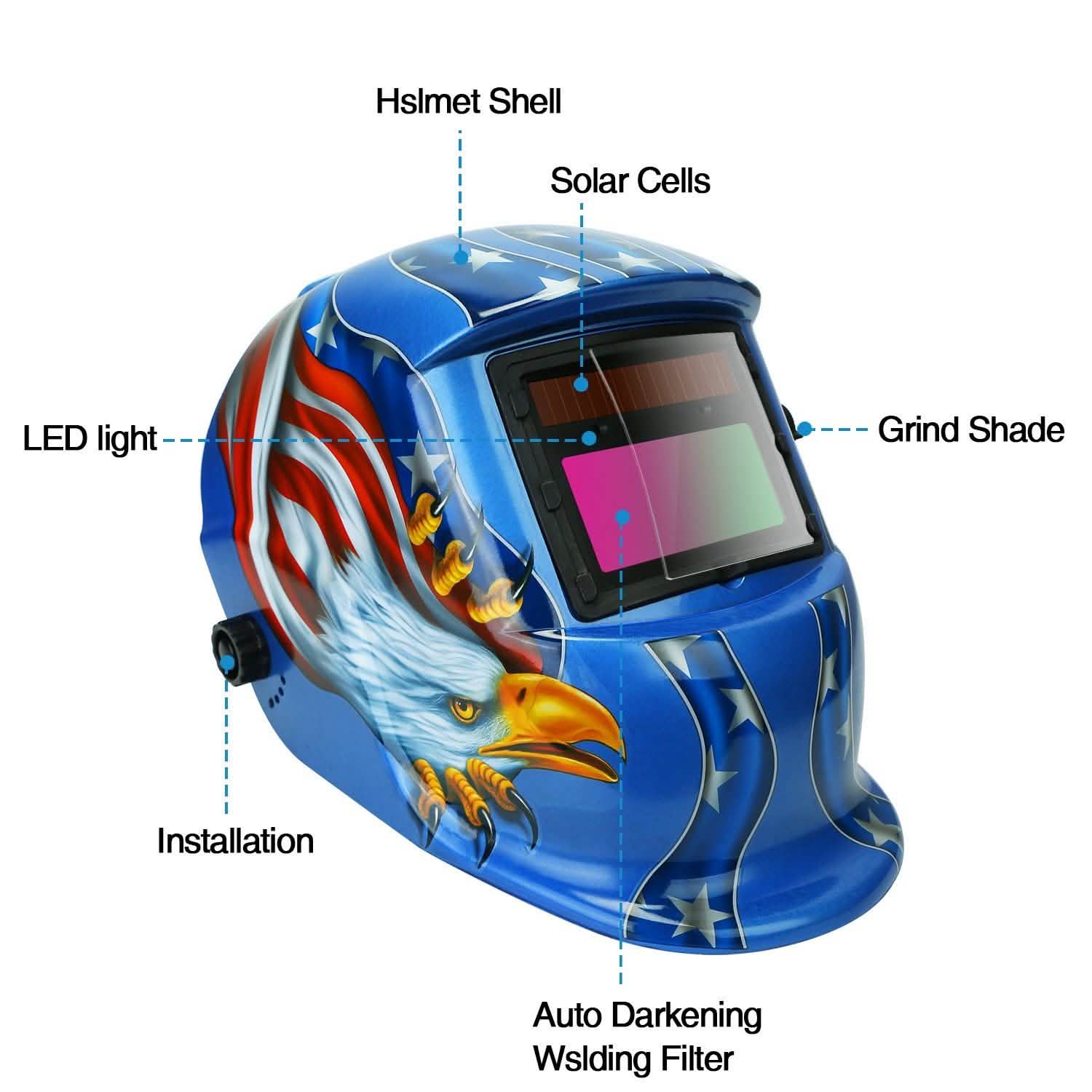 Welding Helmet Solar Powered Auto Darkening Hood with Adjustable Wide Shade DailySale
