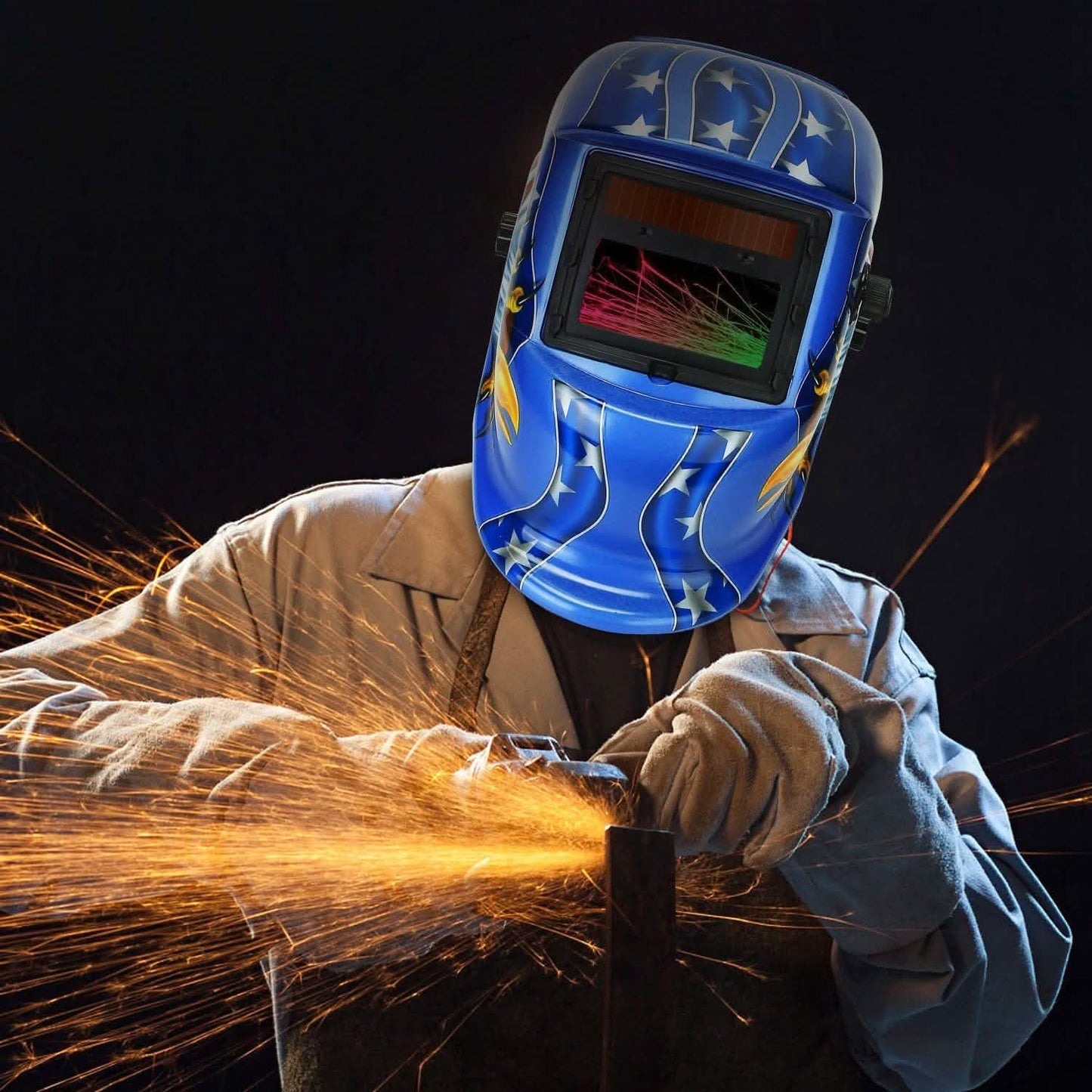 Welding Helmet Solar Powered Auto Darkening Hood with Adjustable Wide Shade DailySale