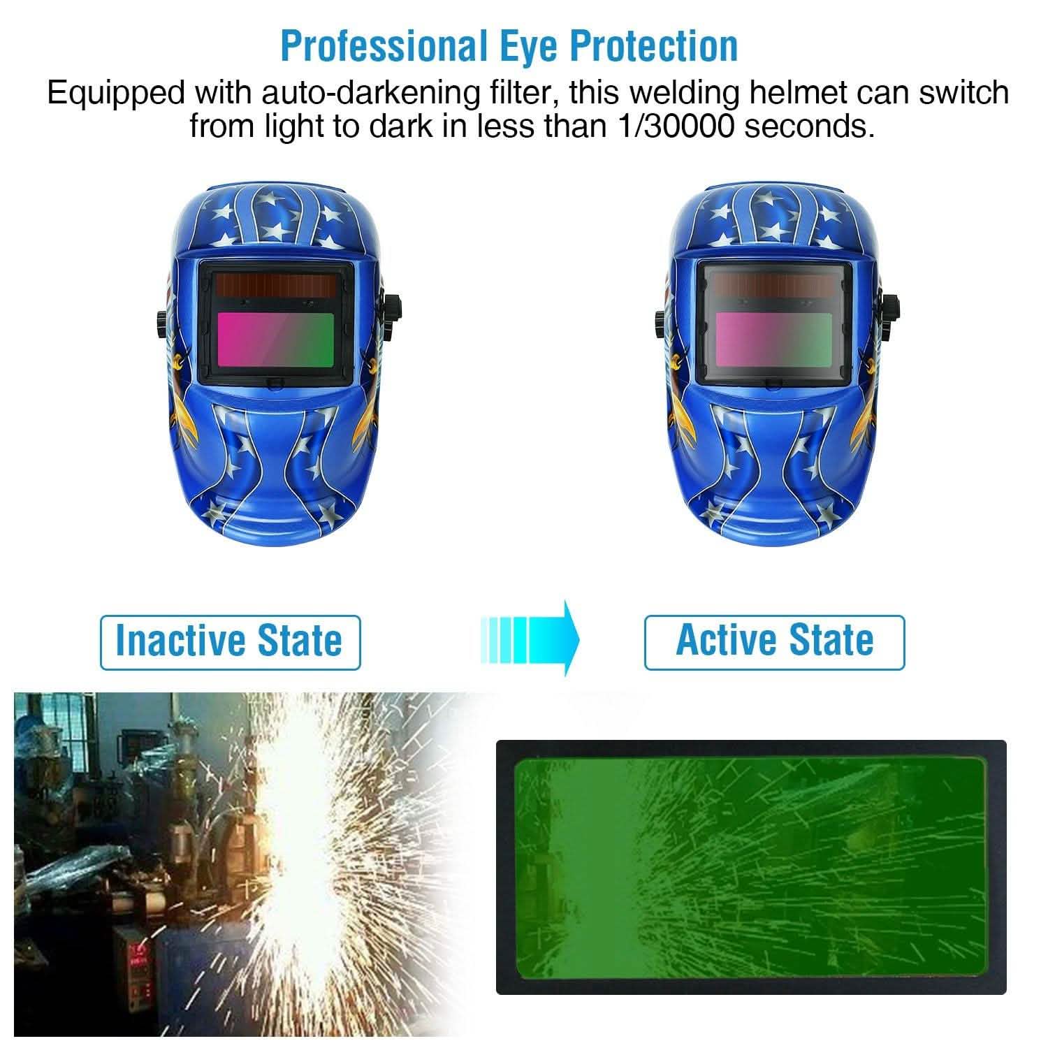 Welding Helmet Solar Powered Auto Darkening Hood with Adjustable Wide Shade DailySale