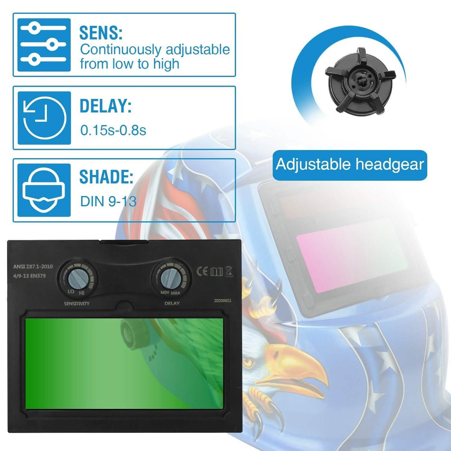 Welding Helmet Solar Powered Auto Darkening Hood with Adjustable Wide Shade DailySale