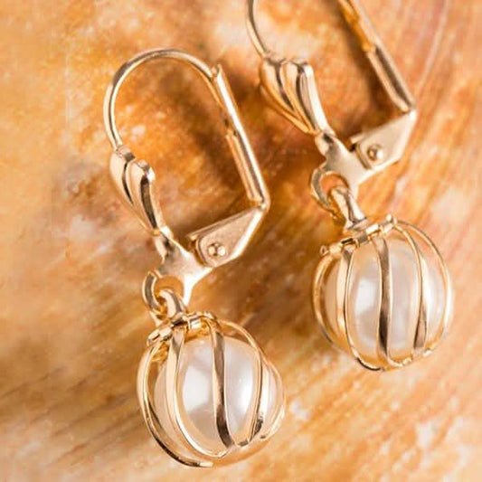 White Cultured Pearl Cage Drop Earrings by Sevil DailySale