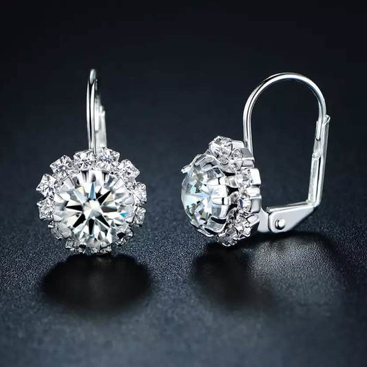 White Gold Huggie Earrings with Swarovski Crystal By Barzel DailySale