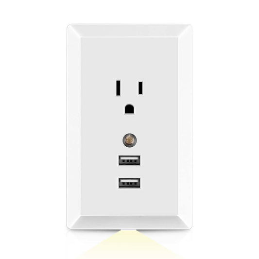 White Light Sensor Dual USB Wall Outlet DailySale