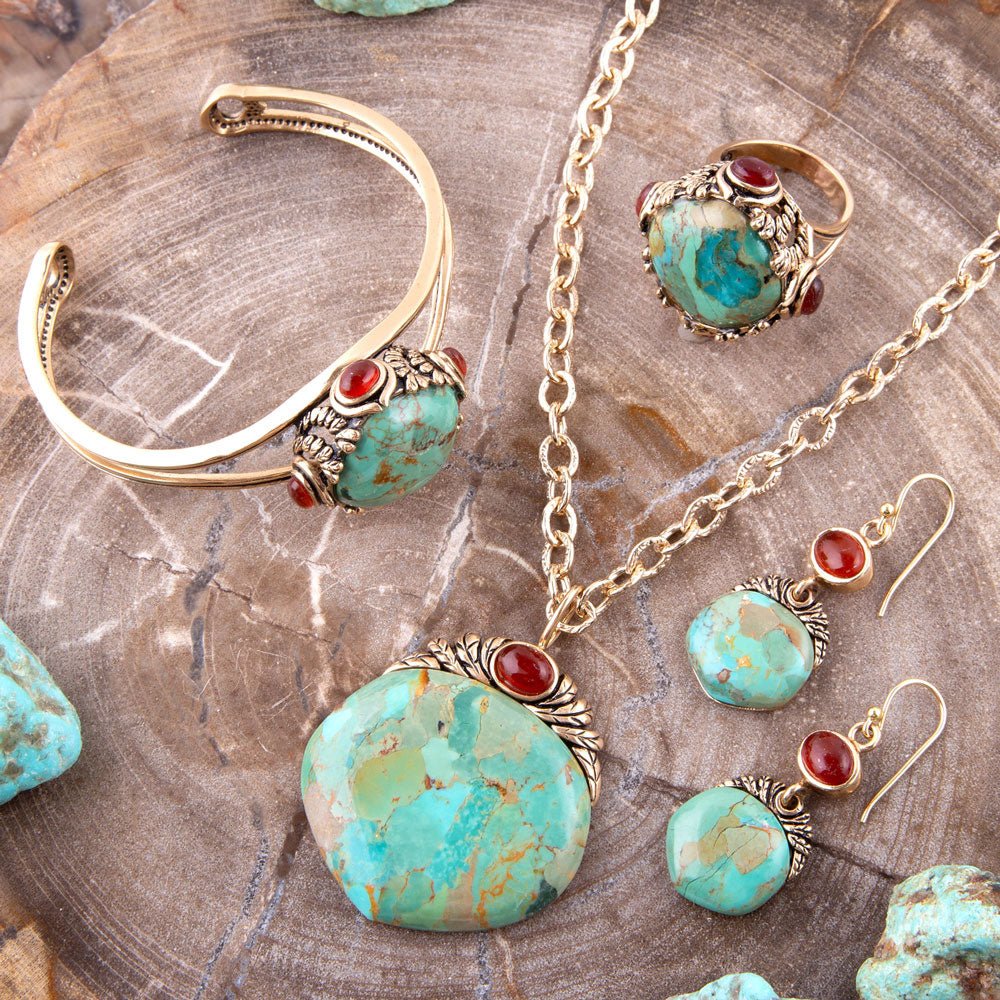 Wilder Turquoise Carnelian and Bronze Cuff Bracelet Barse Jewelry