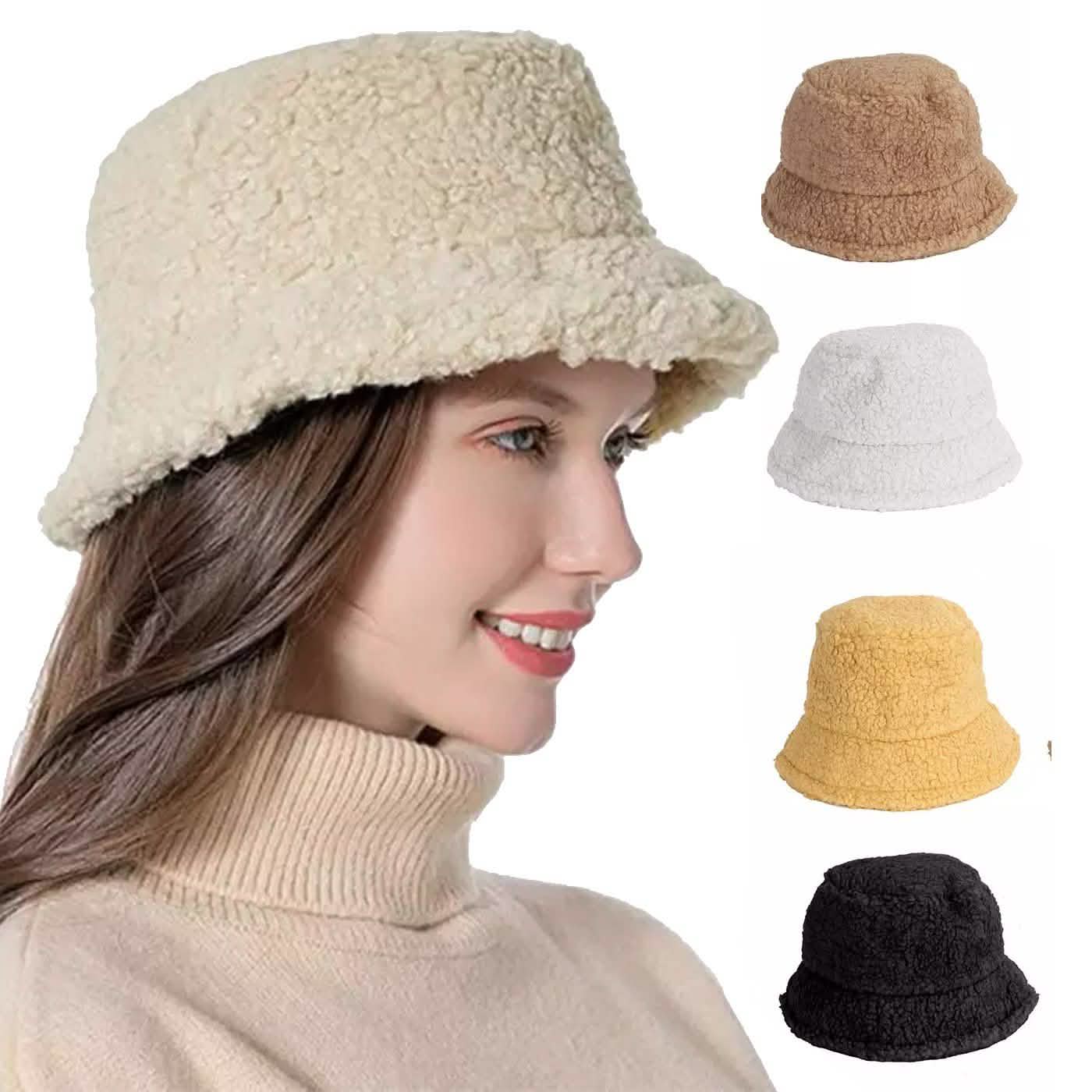 Winter Bucket Hat Women Warm Hats Vintage Faux Fur Fisherman Cap DailySale
