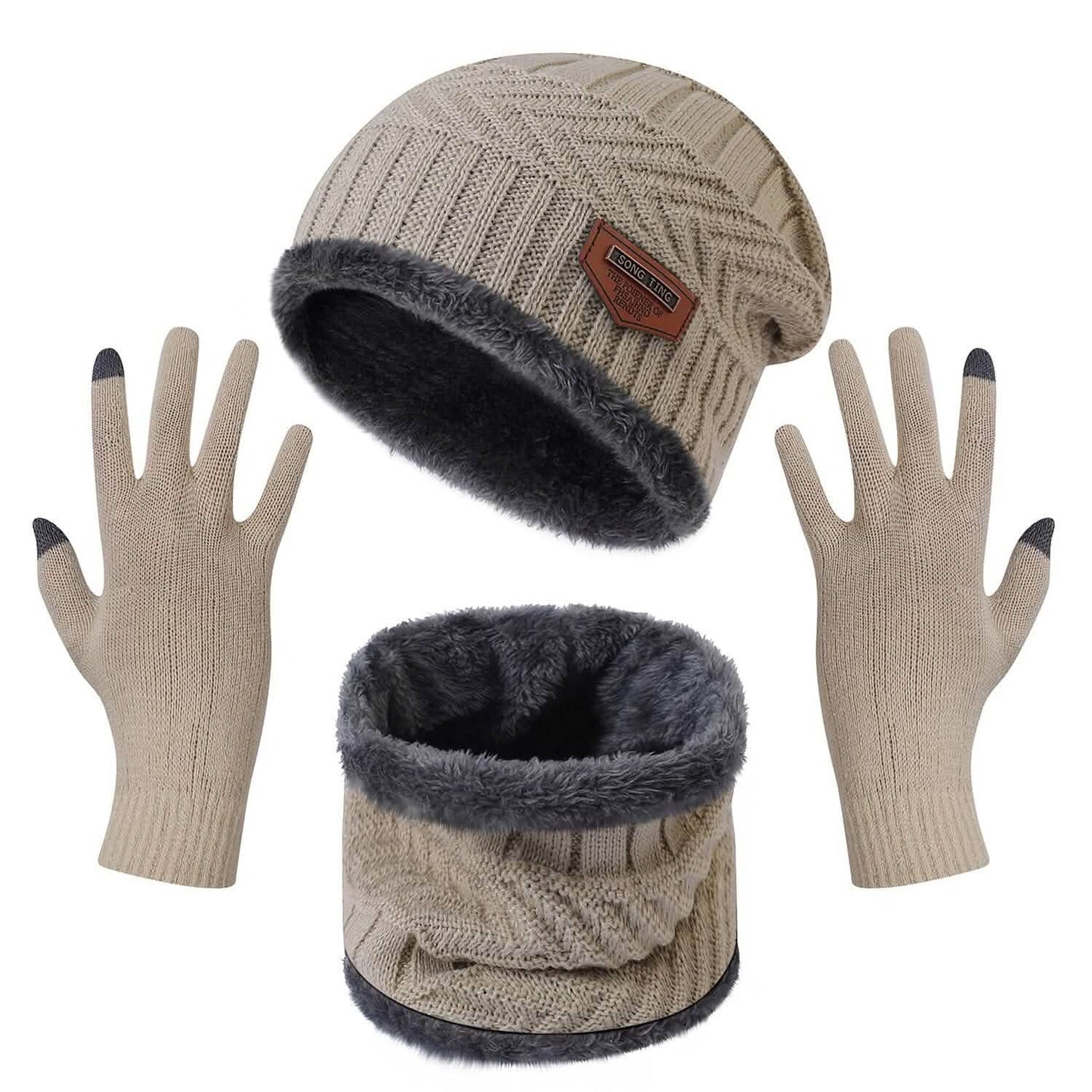 Winter Warm Beanie and Touch Screen Gloves Scarfs Set DailySale