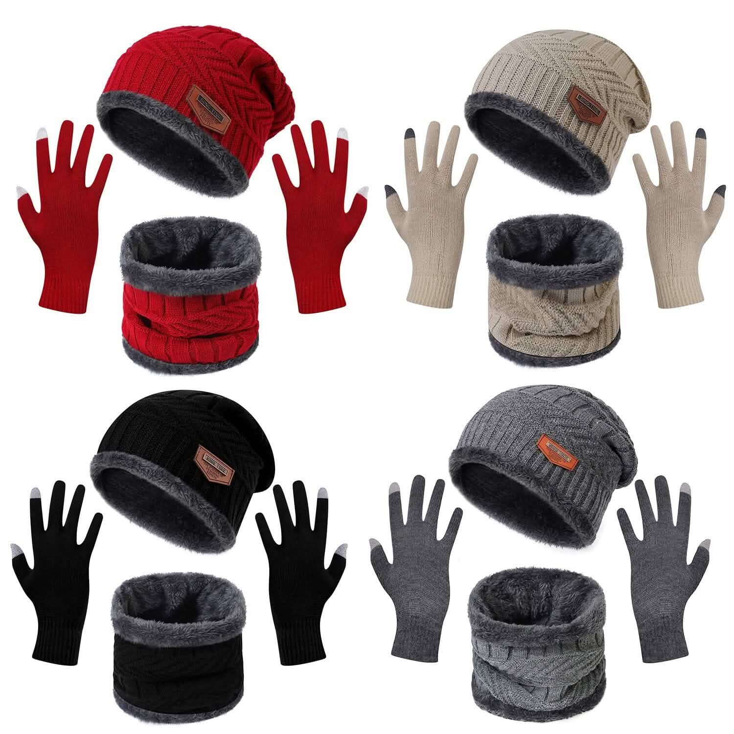 Winter Warm Beanie and Touch Screen Gloves Scarfs Set DailySale