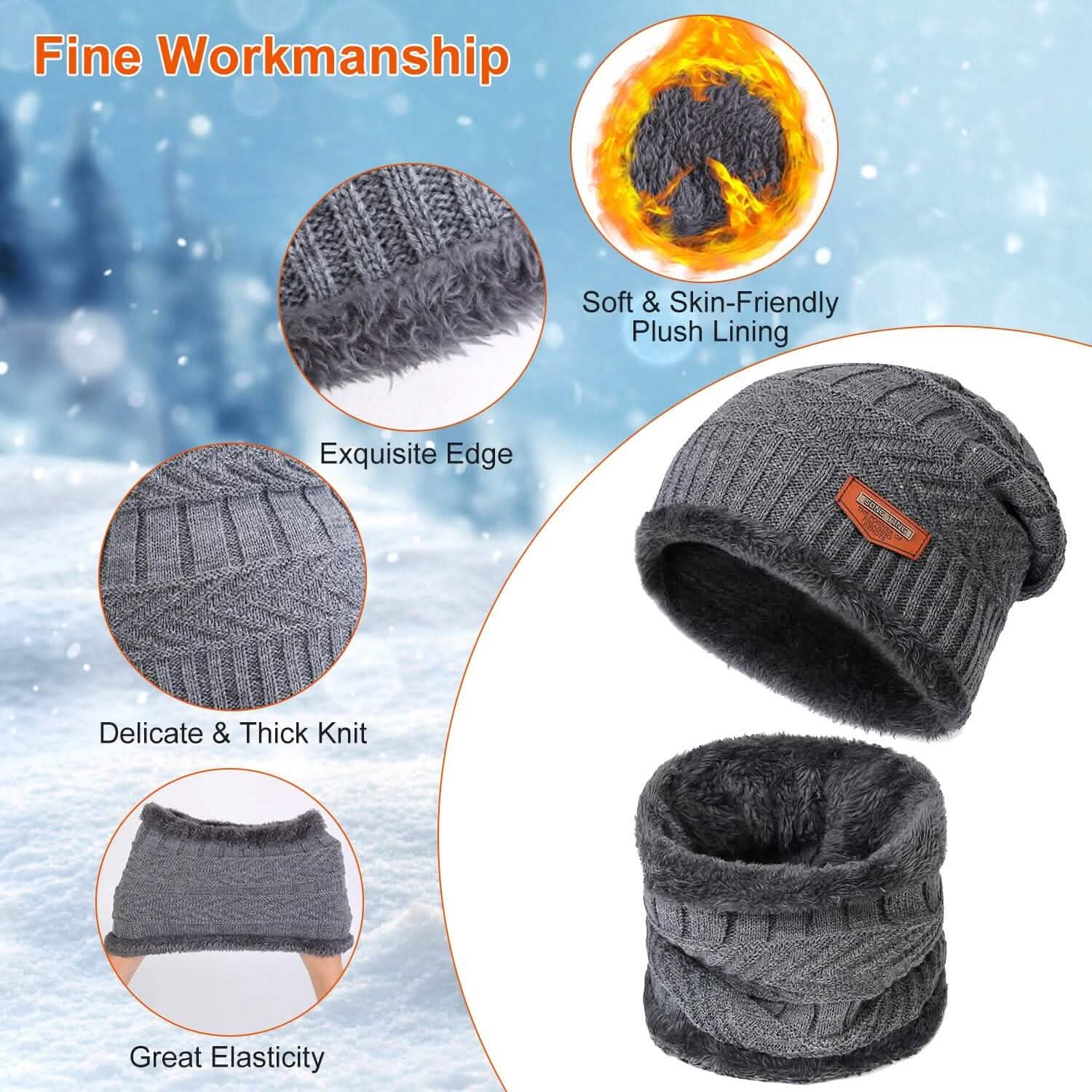 Winter Warm Beanie and Touch Screen Gloves Scarfs Set DailySale