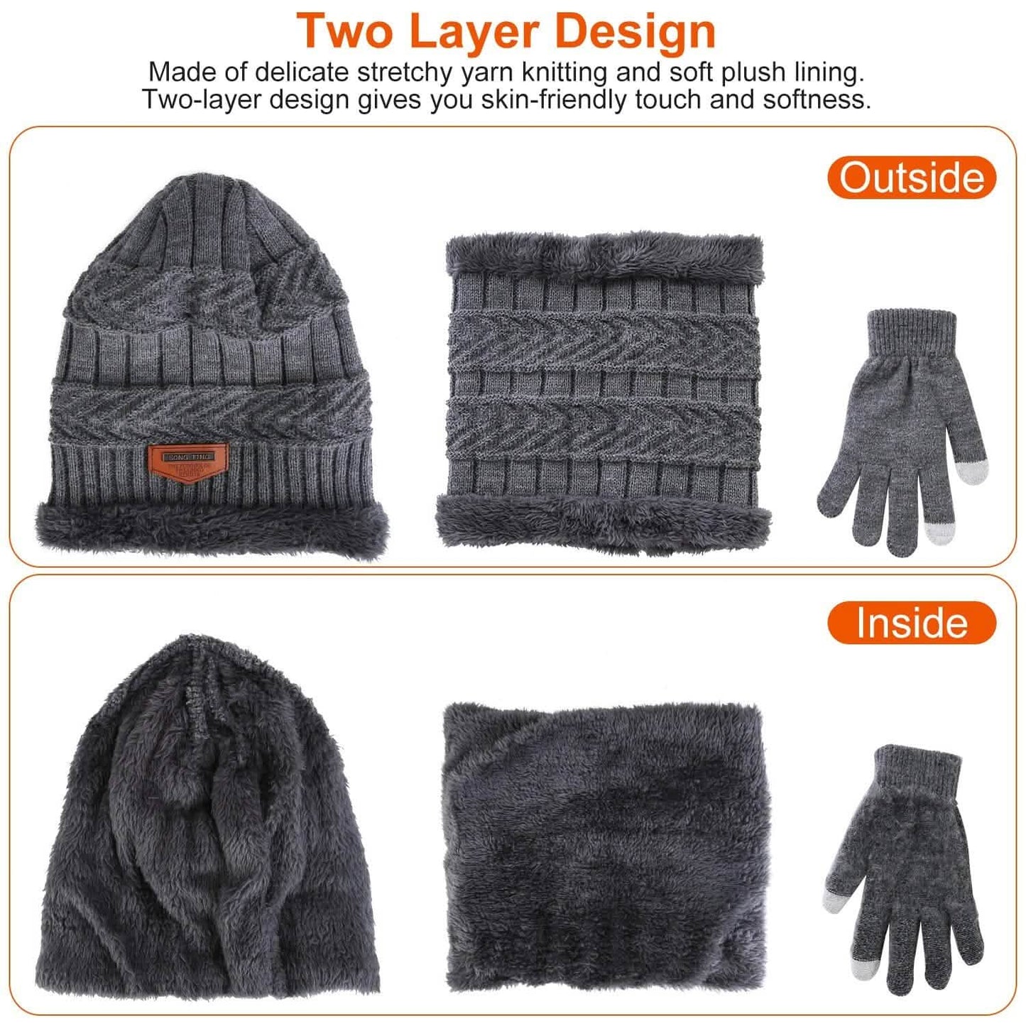 Winter Warm Beanie and Touch Screen Gloves Scarfs Set DailySale