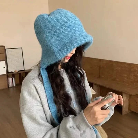 Winter Wool Knitted Hat Unisex Winter Striped Beanie with Ear Flaps DailySale