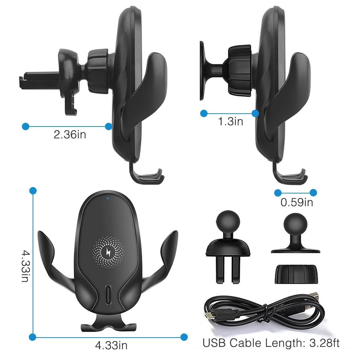 Wireless Car Charger 15W Qi Fast Charging Car Mount DailySale