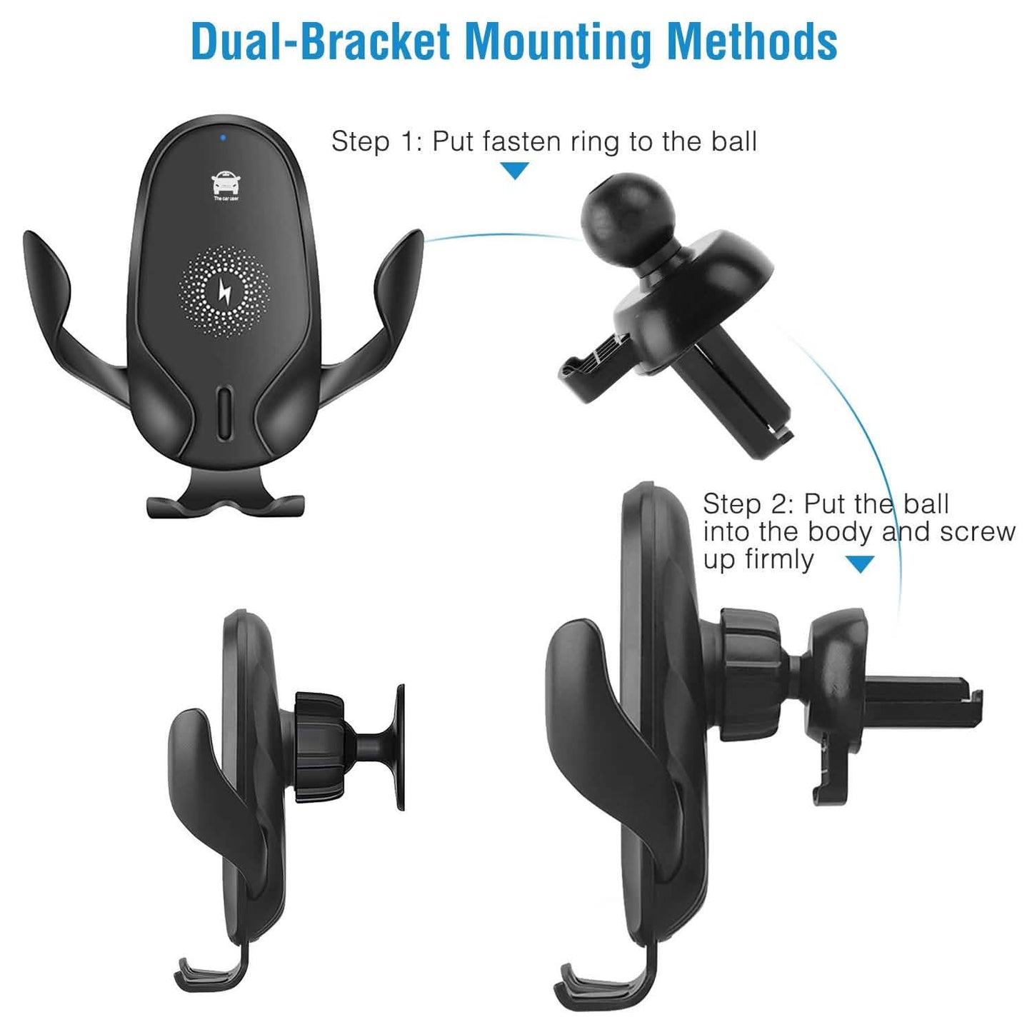 Wireless Car Charger 15W Qi Fast Charging Car Mount DailySale