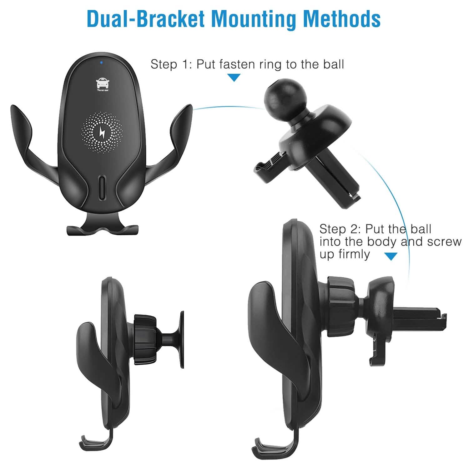 Wireless Car Charger 15W Qi Fast Charging Car Mount DailySale