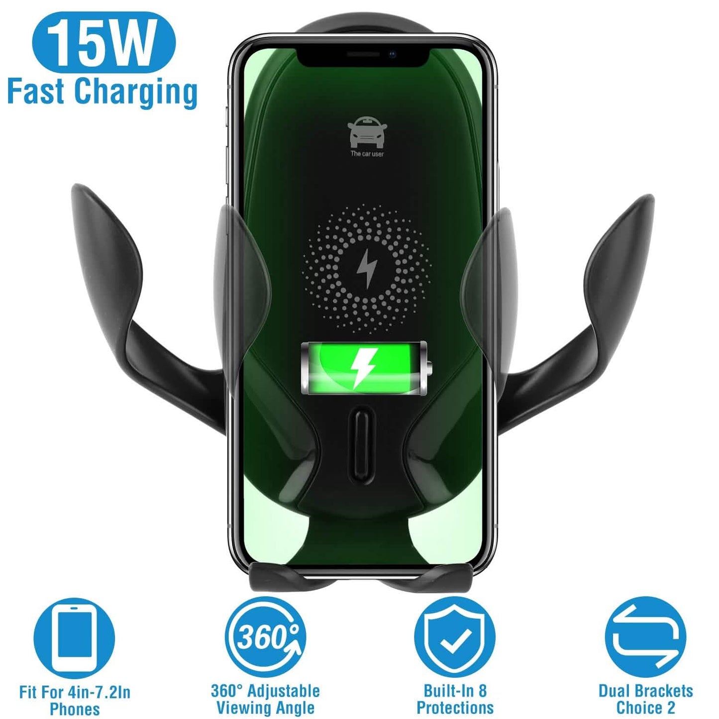 Wireless Car Charger 15W Qi Fast Charging Car Mount DailySale