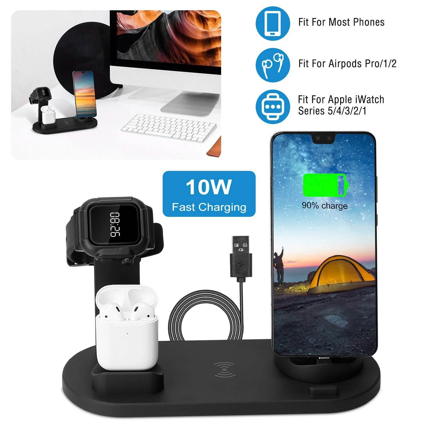 Wireless Charger Dock 4-in-1 10W DailySale