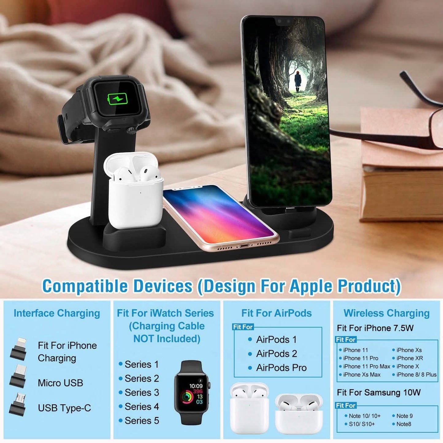 Wireless Charger Dock 4-in-1 10W DailySale