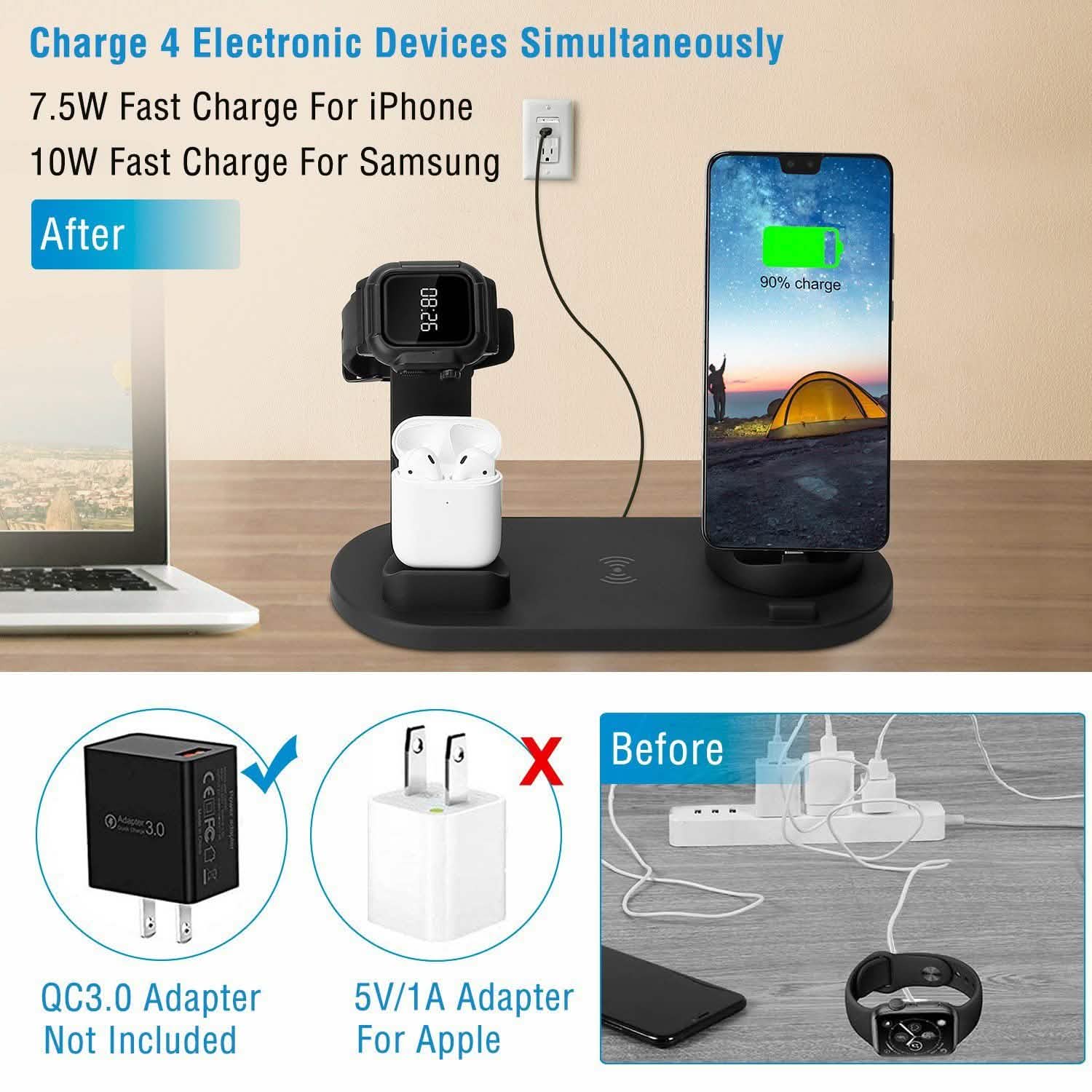 Wireless Charger Dock 4-in-1 10W DailySale