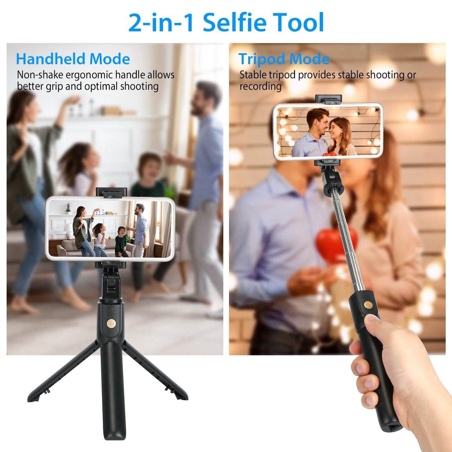 Wireless Selfie Stick Extendable Tripod with Detachable Remote Shutter for 3.5-6.2" Phone DailySale