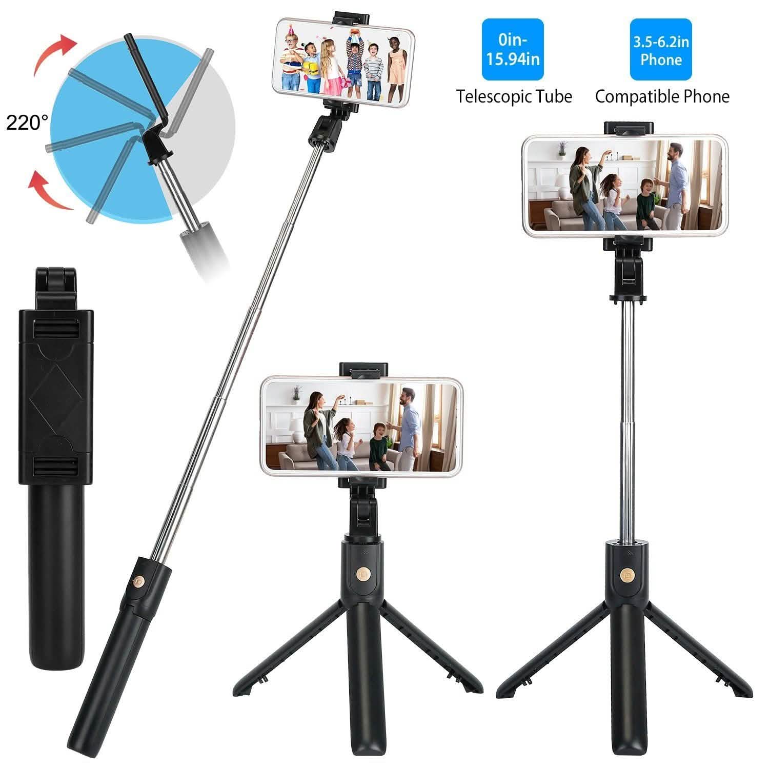 Wireless Selfie Stick Extendable Tripod with Detachable Remote Shutter for 3.5-6.2" Phone DailySale