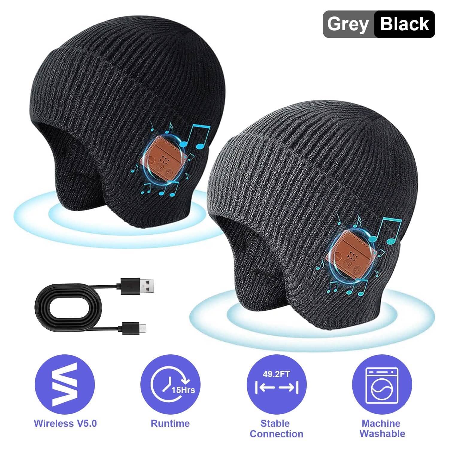 Wireless V5.0 Beanie Hat with Headphones USB Rechargeable DailySale