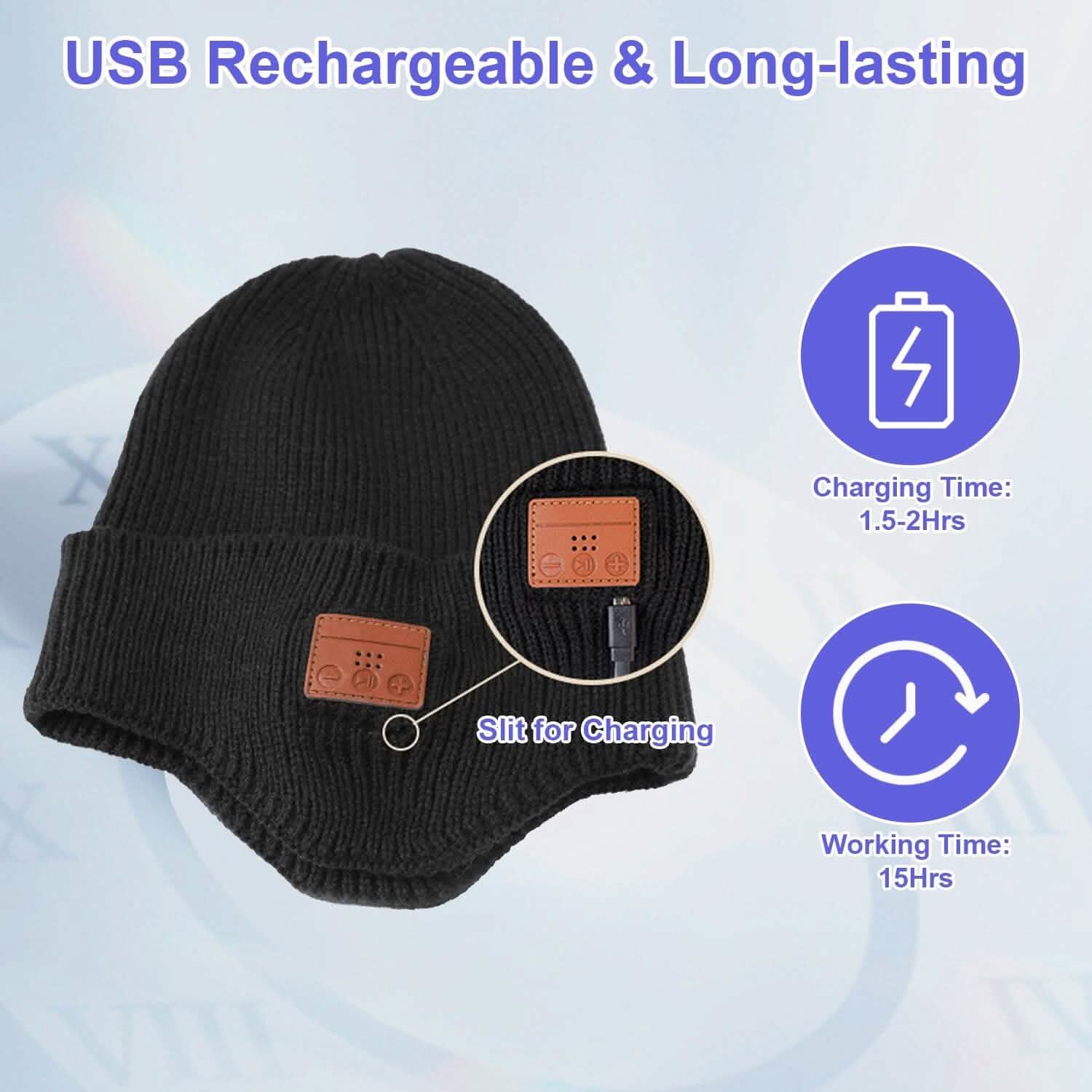 Wireless V5.0 Beanie Hat with Headphones USB Rechargeable DailySale