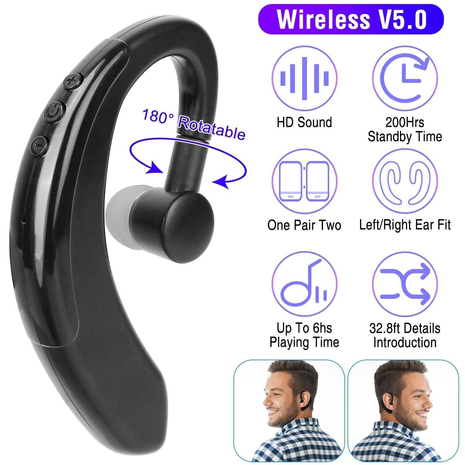 Wireless V5.0 Earpiece Noise Cancelling Driving Earbud DailySale