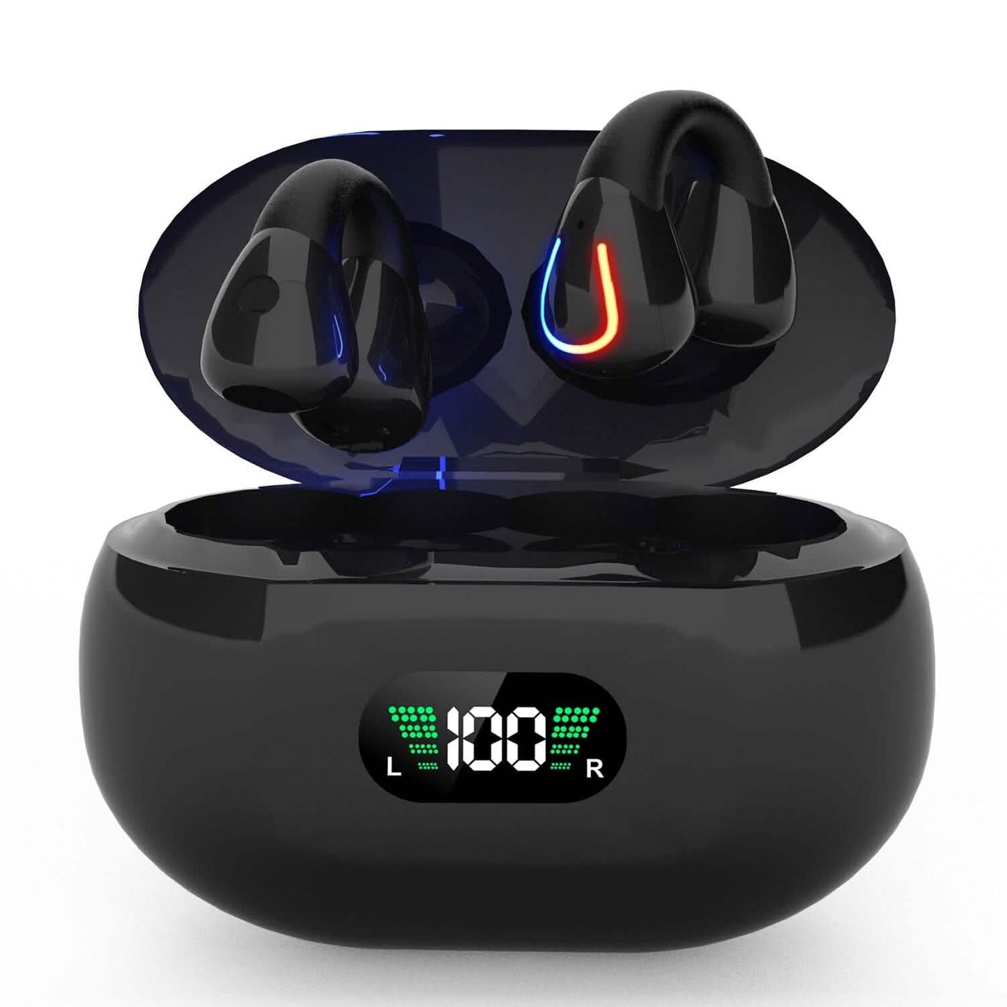 Wireless v5.3 Earbuds Clip-on Open TWS Earphones with Built-in Mic LED Charging Display Case DailySale