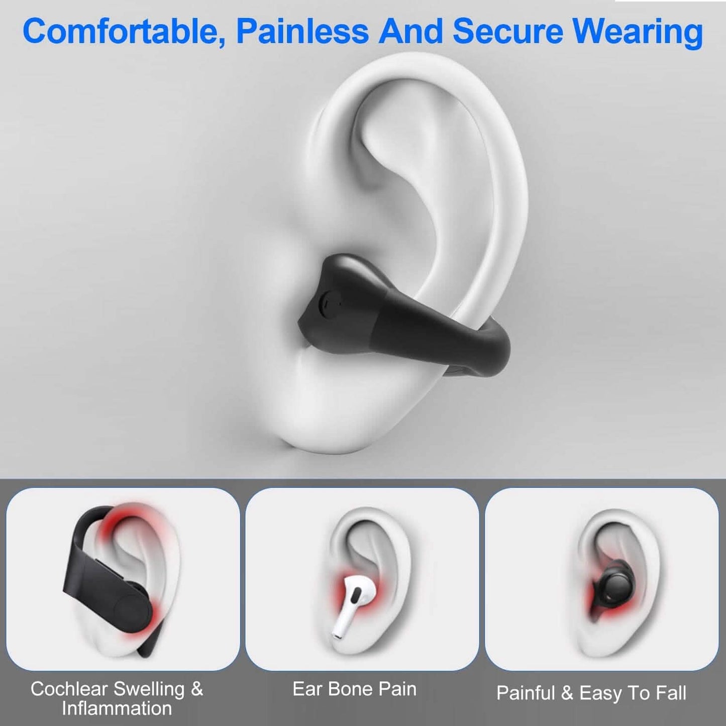 Wireless v5.3 Earbuds Clip-on Open TWS Earphones with Built-in Mic LED Charging Display Case DailySale