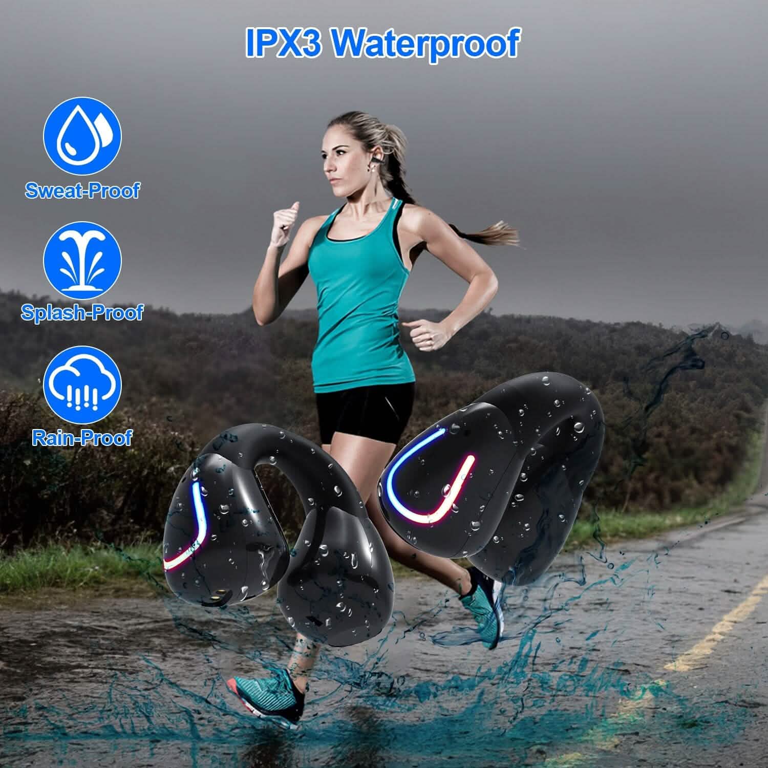 Wireless v5.3 Earbuds Clip-on Open TWS Earphones with Built-in Mic LED Charging Display Case DailySale