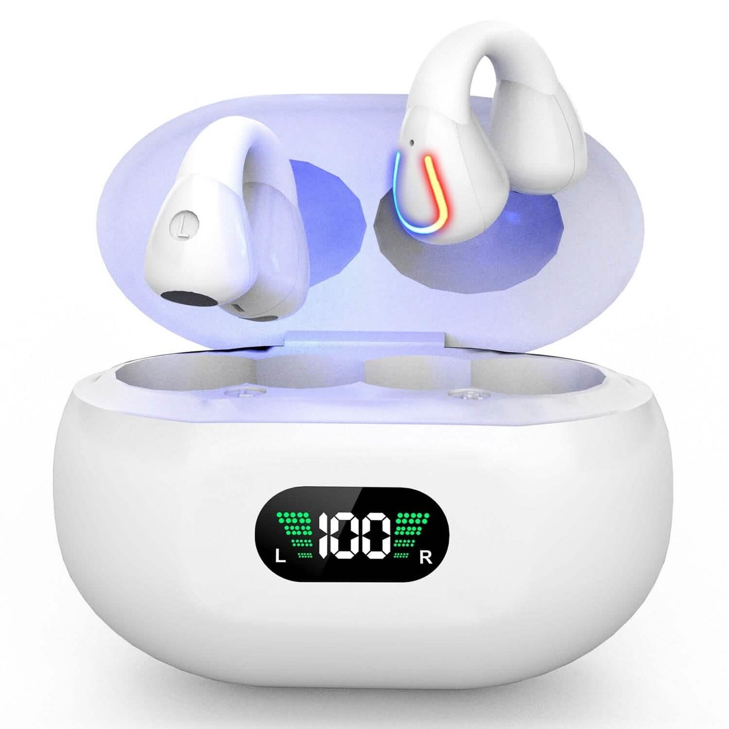 Wireless v5.3 Earbuds Clip-on Open TWS Earphones with Built-in Mic LED Charging Display Case DailySale