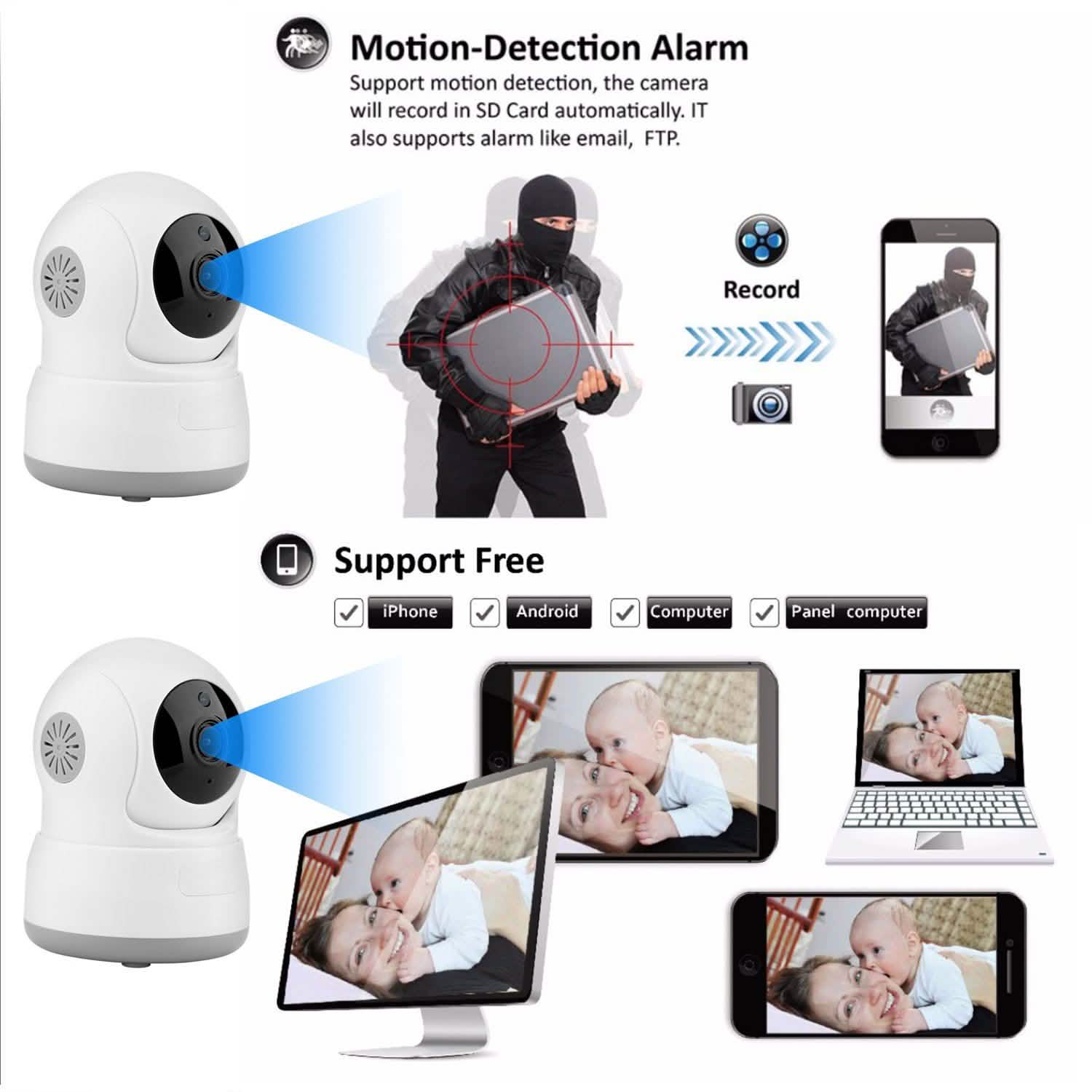 Wireless WIFI Pan Tilt HD Security Network Indoor CCTV IP Camera Night Vision DailySale