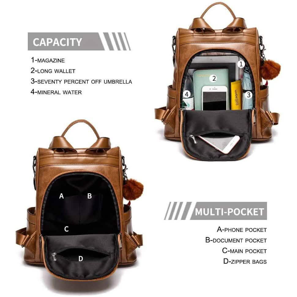 Women Backpack Purse PU Leather Anti-theft Casual Shoulder Bag DailySale