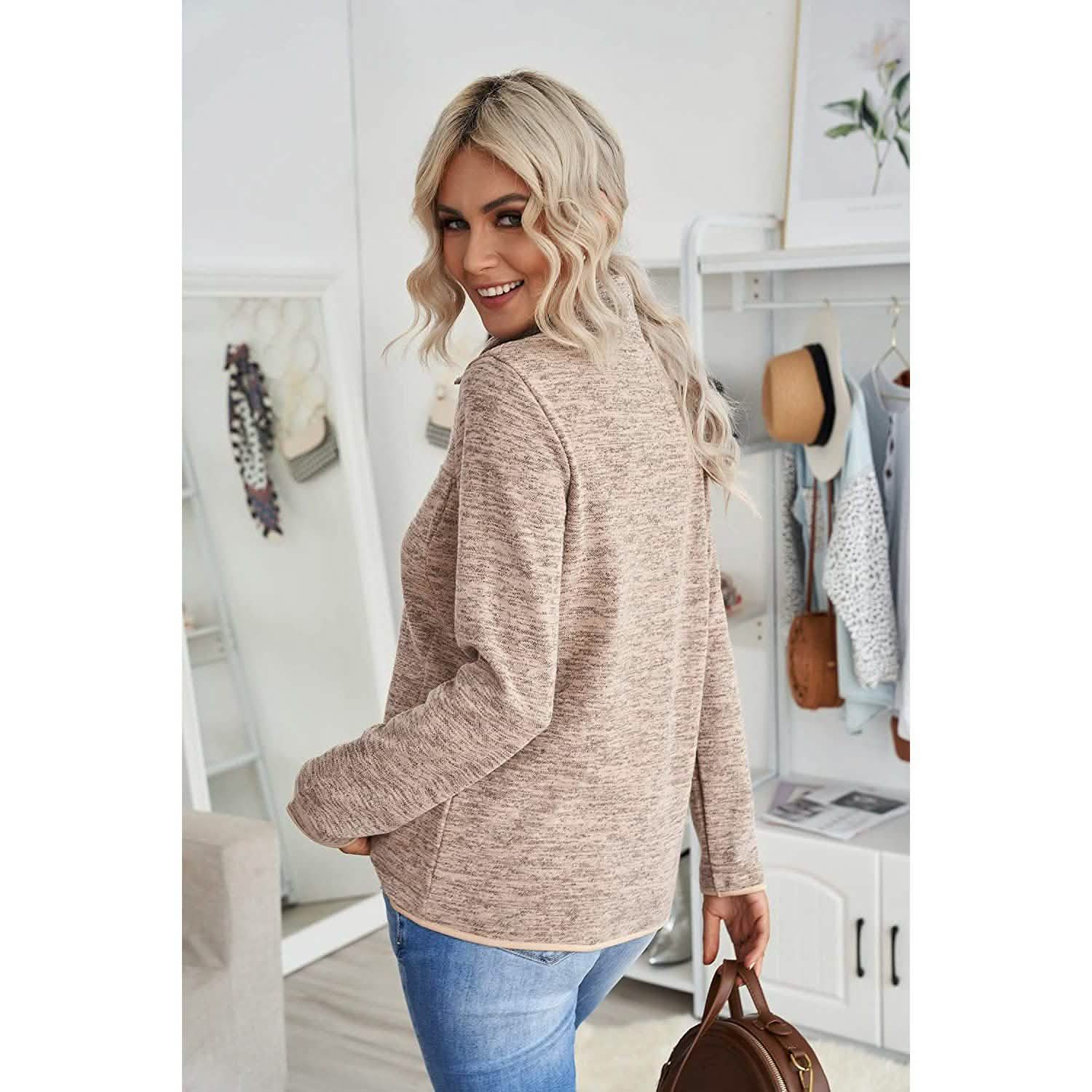 Women Casual Long Sleeve Stand Collar with Pockets DailySale