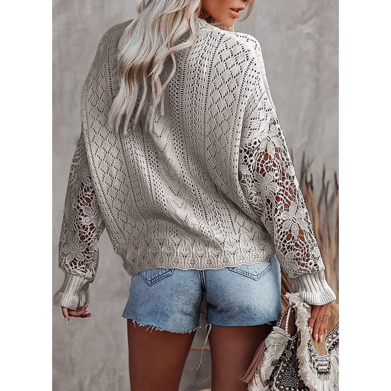 Women Lace Crew Neck Sweater DailySale