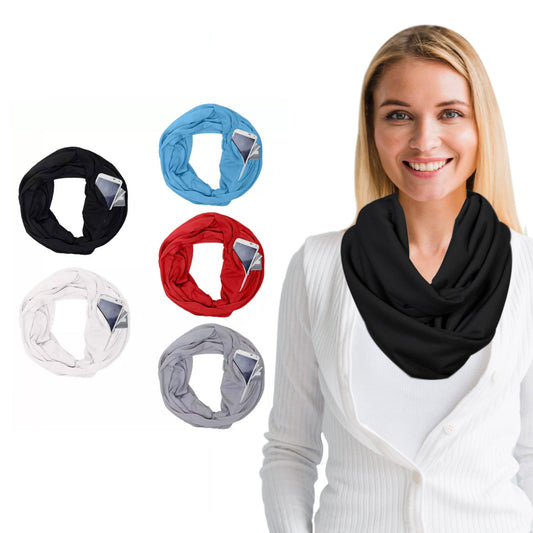 Women Lightweight Infinity Scarf With Pocket Loop Zipper DailySale