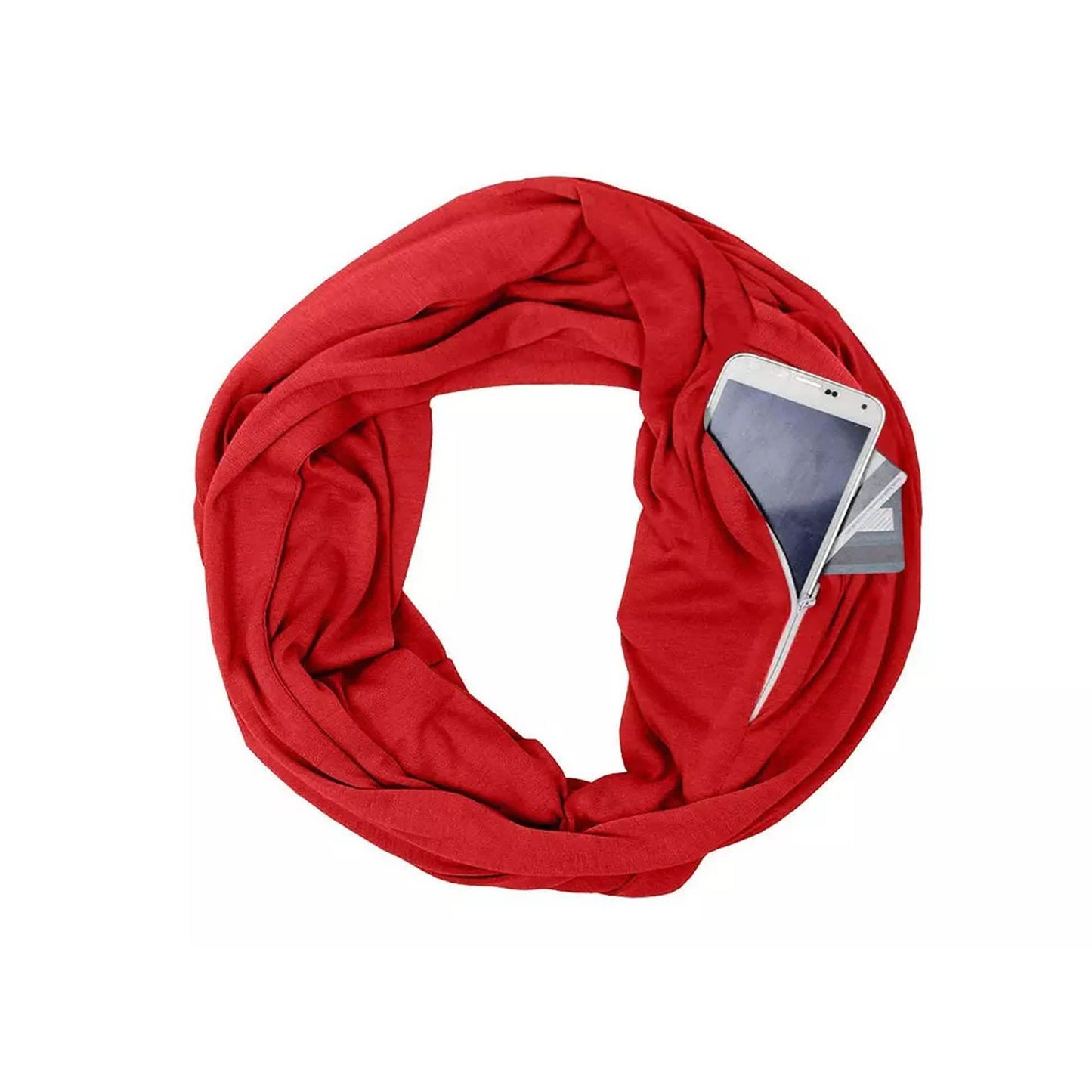 Women Lightweight Infinity Scarf With Pocket Loop Zipper DailySale